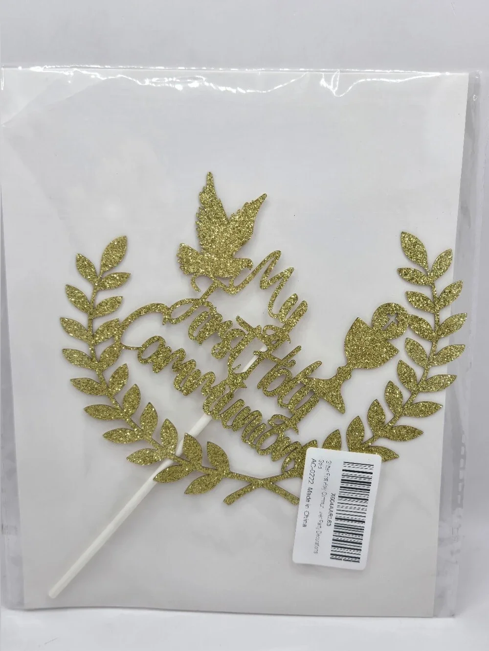 My First Holy Communion Cake Topper Gold Glitter Dove Chalice Religious Party